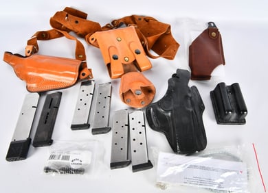 Lot of 6 Mags, Leather Shoulder Holster, & Holster