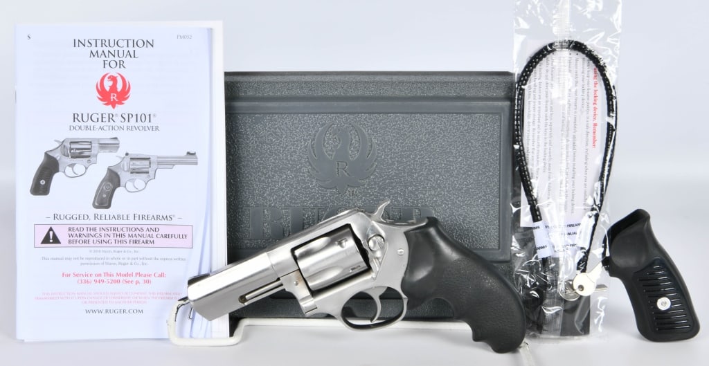 Ruger SP101 Stainless Revolver .357 Magnum: Up Next We Have a Ruger SP101 Stainless Revolver Chambered in .357 Magnum, 3" Barrel, Two Sets of Grips, it Comes in The Factory Hardcase With Lock and Paperwork.