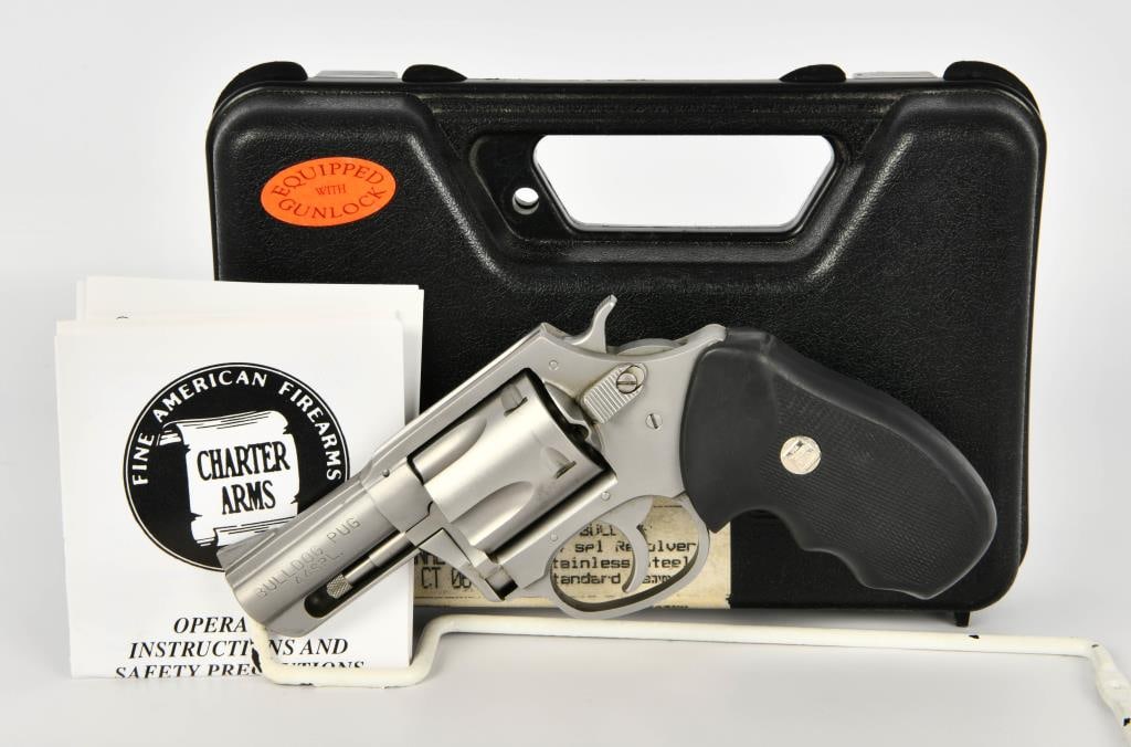 Charter Arms Bulldog Pug Stainless .44 SPL: Up Next We Have a Charter Arms Bulldog Pug Stainless Revolver Chambered in .44 SPL, 2 1/2" Barrel, Rubber Grip, Appears in Excellent Condition and Comes in The Factory Hardcase. The Charter Arms Bulld