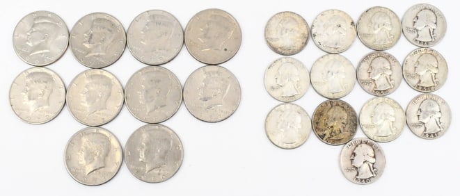 23 Count Of Silver Half Dollars & Quarters