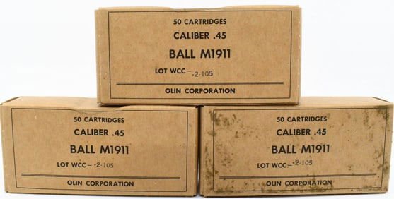 150 Rounds Of Ball M1911 .45 ACP Ammunition