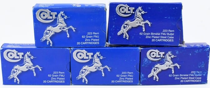 100 Rounds Of Barnaul Colt .223 Rem Ammunition