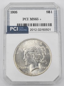 Uncirculated PCI Graded Silver Peace Dollar Coin