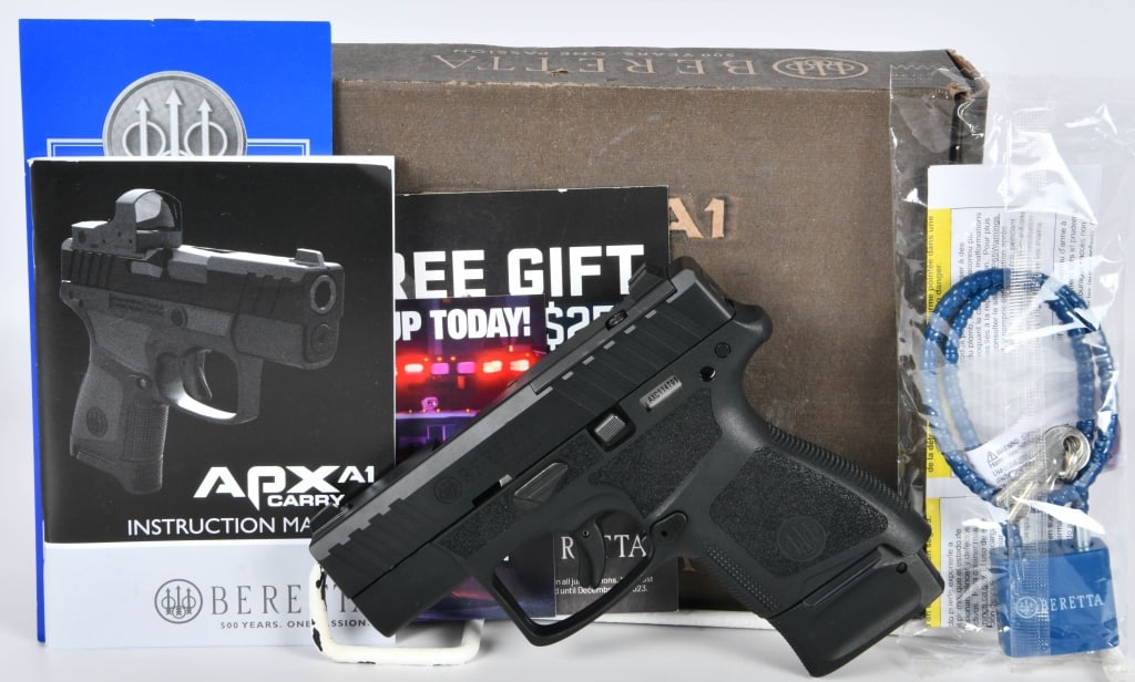 NEW Beretta APX A1 Carry Pistol 9mm 3.3" Barrel: Introducing the Beretta APX A1 Carry semi-auto pistol, a compact and reliable firearm designed for concealed carry. This pistol is chambered in 9mm, featuring a 3.3-inch barrel and comes with two maga