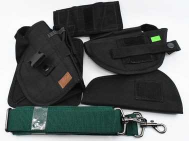 Lot of Four Black Nylon Pistol Holsters Various