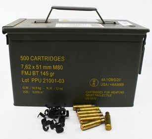Military Metal Ammo Can Full Of .308 Belt Links