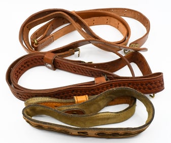 Lot of Three Leather Rifle Slings