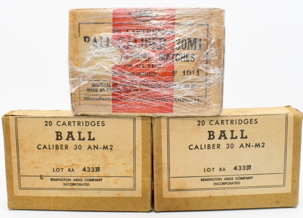60 Rounds Of Ball .30-06 SPRG Ammunition: 20 Rounds Are .30M1 On Clips, & 40 Rounds Are AN-M2 Ammunition In the Original Boxes