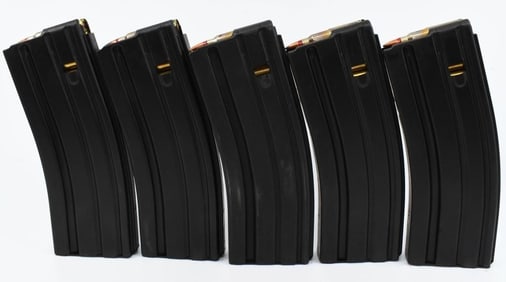 5 Duramag Magazines Loaded With 5.56 Ammunition
