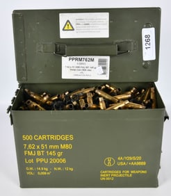 Large Ammo Can Full W/ .308 Brass & Links