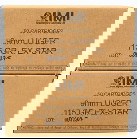 100 Rounds of IMI 9mm Luger Ammunition