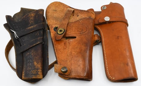 3 Various Size Leather Holsters