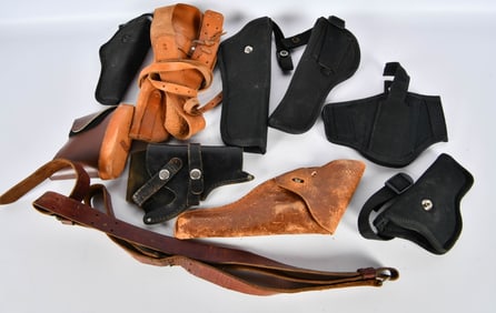 8 Various Size Leather & Nylon Holsters