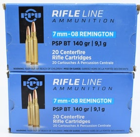 40 Rounds Of PPU 7mm-08 Rem Ammunition