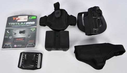 3 Pistol Holsters & 1 Tru-Glo Tritium Sight Pro