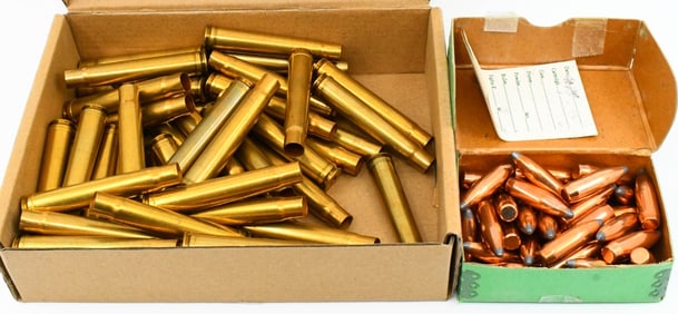 100 Ct Of .375 H&H Brass Casings & Bullet Tips