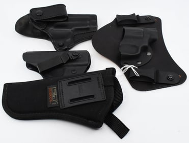 4 Various Size Nylon & Leather Holsters