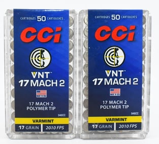100 Rounds Of CCI .17 Mach 2 Ammunition