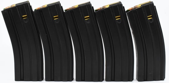 5 Duramag Magazines Loaded With 5.56 Ammunition