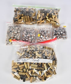 650 Count Of .45 Colt Empty Brass & Bullet Tips