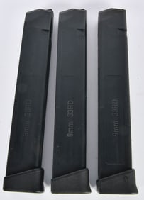 Lot of Three Glock 17 9MM Stick Magazines