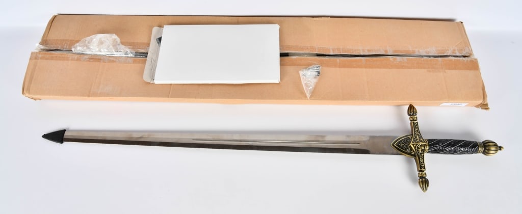New In the Box Large Size Fantasy Sword: Medieval Design , Measures Approx 44" Long Overall