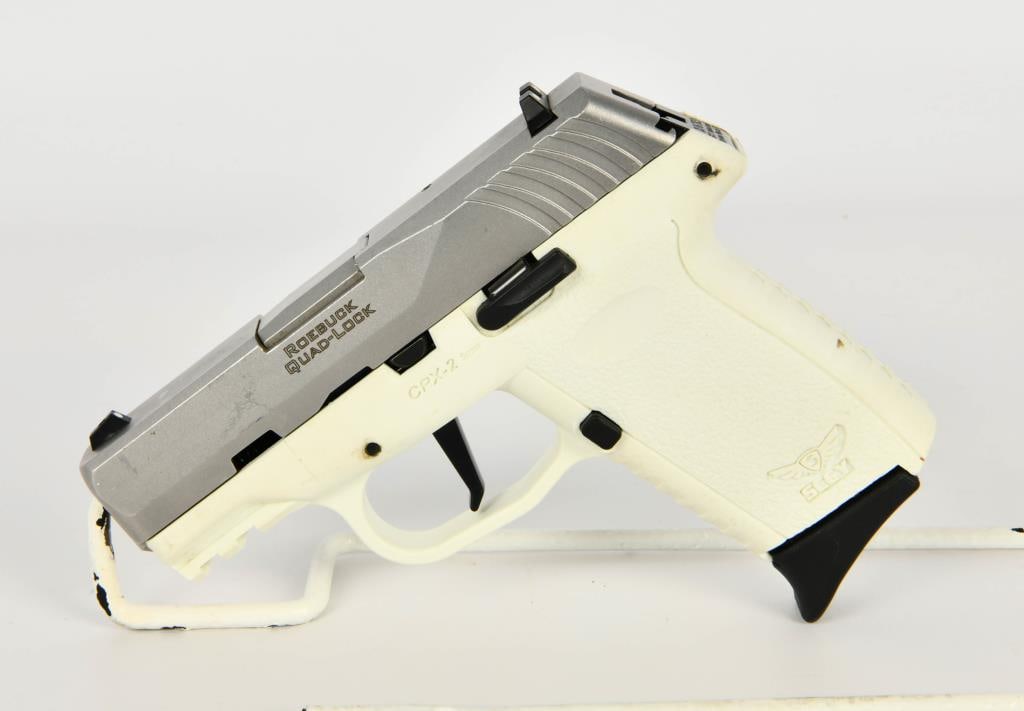 SCCY CPX-2 White 9MM Semi Auto Pistol: Here we have a SCCY CPX-2 White Semi Auto Pistol Chambered in 9MM, and comes with one magazine and a Flat Faced Trigger. Appears in Excellent Possibly New Condition. More from the internet below: SCCY
