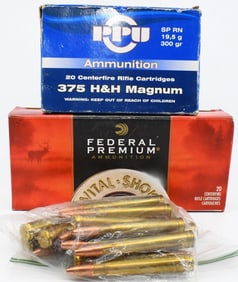 52 Rounds Of .375 H&H Magnum Ammunition