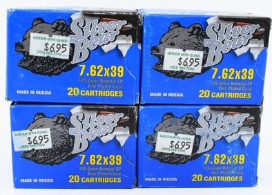 80 Rounds of Silver Bear 7.62x39 Ammunition