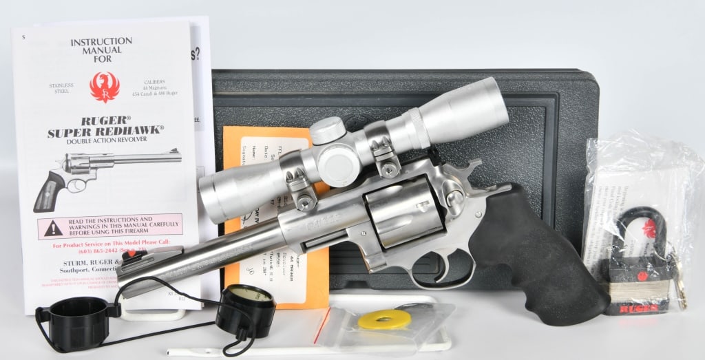 Ruger Stainless Super Redhawk Revolver .44 Magnum: Introducing the Ruger Stainless Super Redhawk Revolver: The Ruger Stainless Super Redhawk Revolver is a robust and powerful firearm chambered in .44 Magnum. With a substantial 7 1/2" heavy barrel, thi