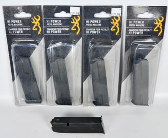 (5) Browning Hi Power 9mm 13 round magazines 4