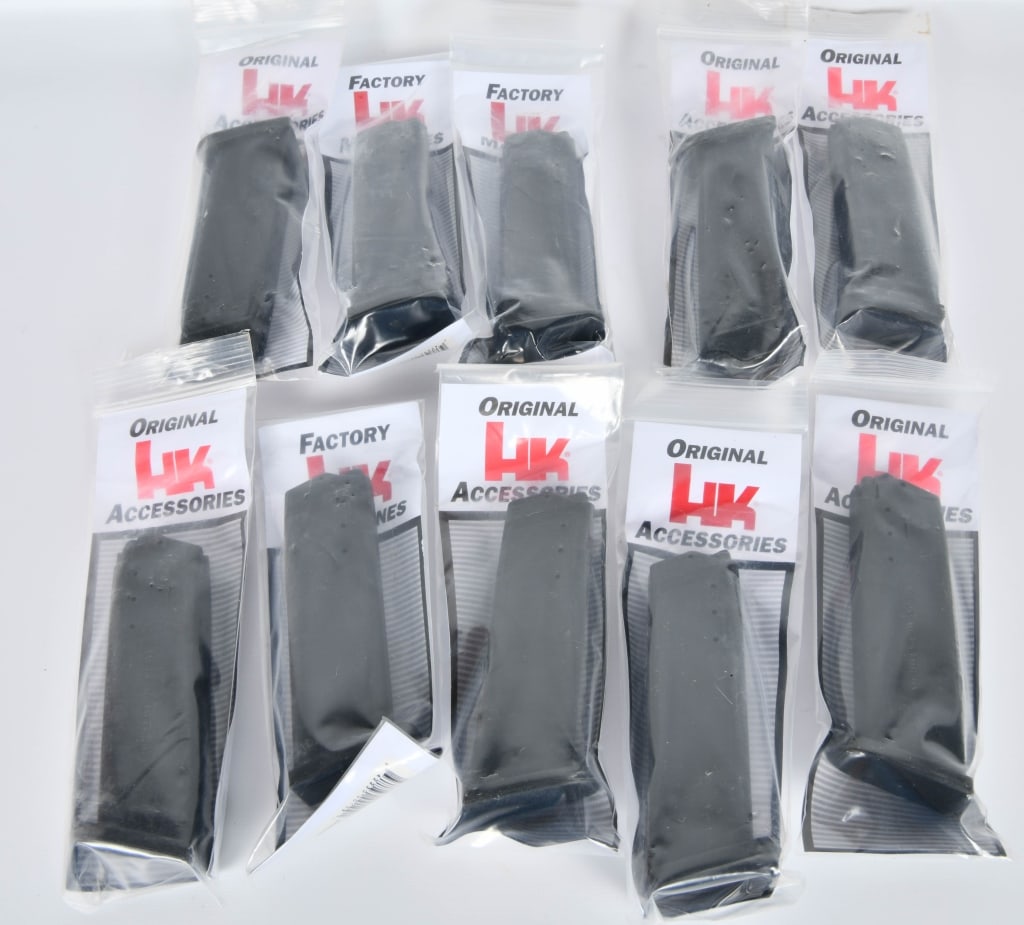 (10) HK 214305S USP 9mm Luger USP9 15rd Black: Detachable mags; lot contains (10) new in the package Heckler & Koch factory USP 9 15 round magazines, MAGOH/HK #HK214305S