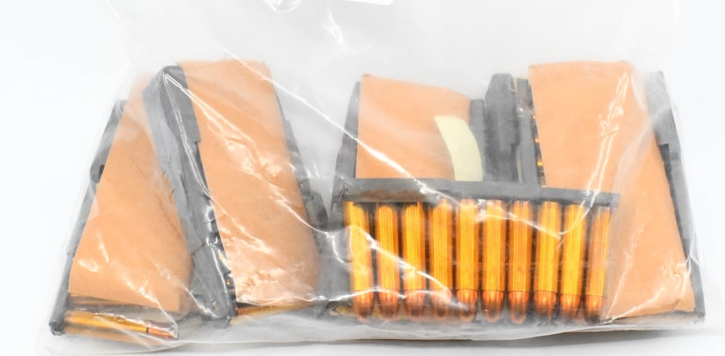 120 Rounds Of .30 Carbine Ammo On Clips: Brass Cased Round Nose M1 .30 Carbine Ammunition On Stripper Clips