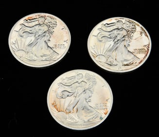 (3) 1 Troy Ounce .999 Fine Silver Walking Liberty