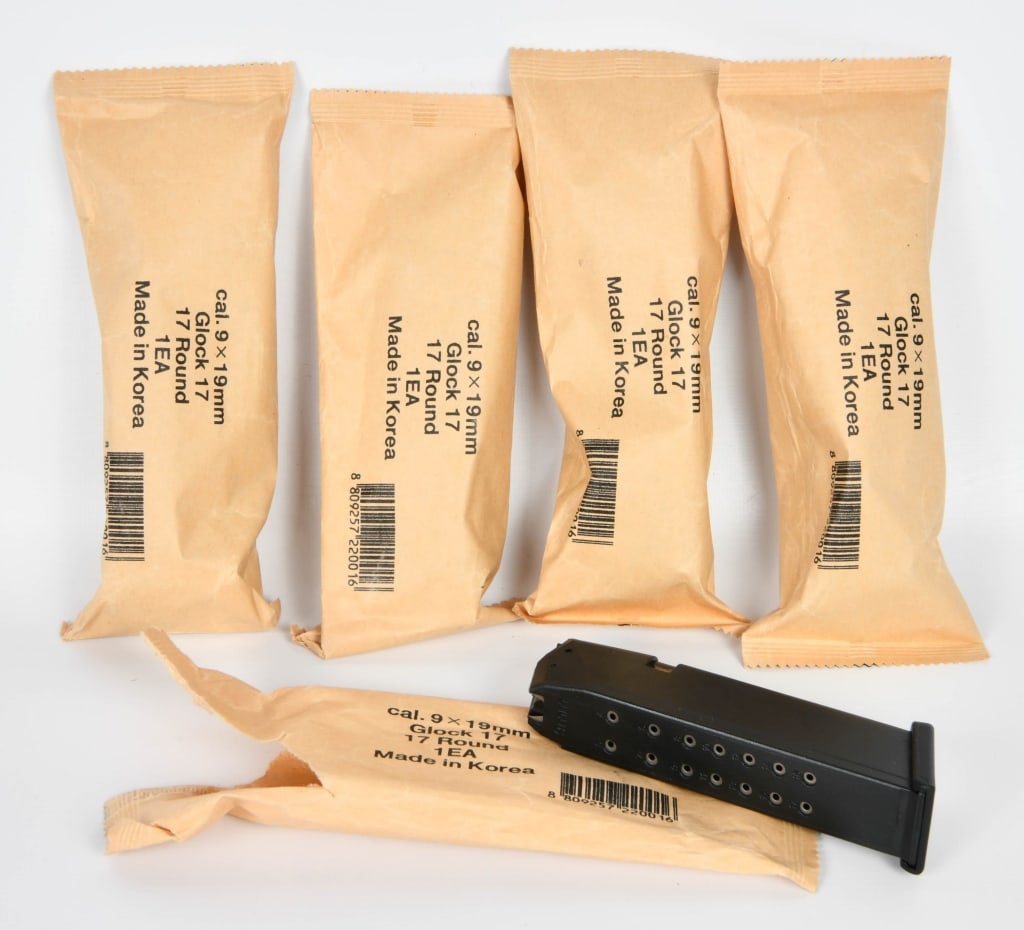 (5) KCI 9mm 17-Round Polymer Magazine for Glock 17: 9 x 19mm four of packages are unopened - A favorite among budget-minded tactical and personal defense shooters across the country, the KCI? 9mm 17-Round Magazine for Glock? 17 Pistols is an affordable