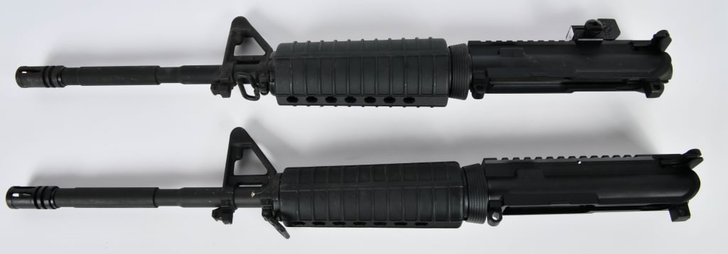 (2) Upper Black Tactical Platforms: as seen in pictures, one has the Bolt Carrier Group one does not, both have the charging handle, one has a BFI Barrel 5.56 Nato, the other has the 5.56 Nato Barrel, refer to pictures when bidding.