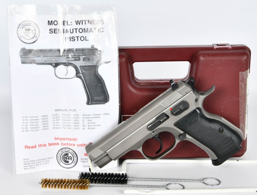 EAA Witness Compact Semi Auto Pistol 9MM: Up Next We Have a Stainless EAA Witness Compact Semi Auto Pistol 9MM It Comes With One Magazine and appears in Great Pre-owned Condition. The Witness steel pistol incorporates several unique design fe