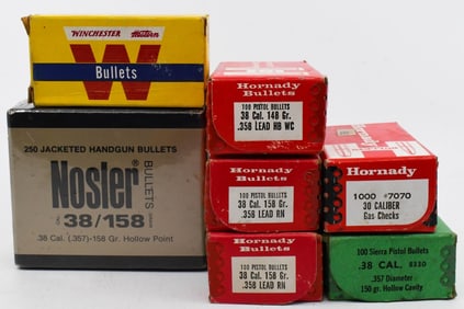600 Count Of Mixed .38 Cal Reloading Bullet Tips