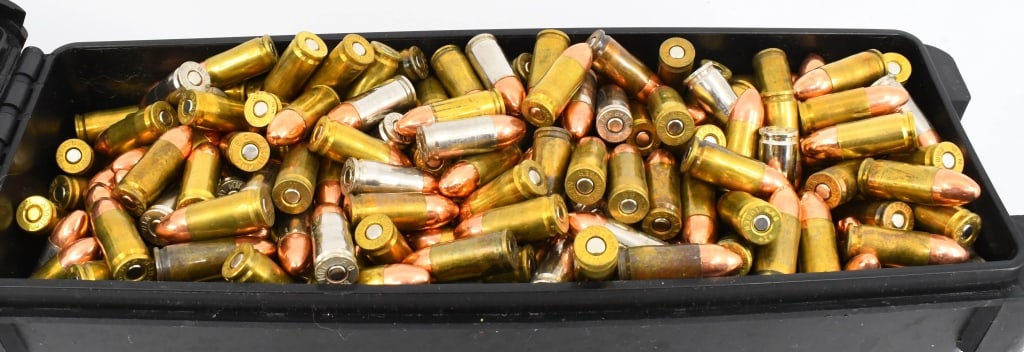 1000 Rounds Of Mixed 9mm Luger Ammunition: Various Head Stamped 9mm Luger Ammunition Comes With Plastic Ammo Can