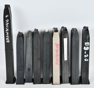 (9) Browning Hi Power 9mm Magazines various sizes