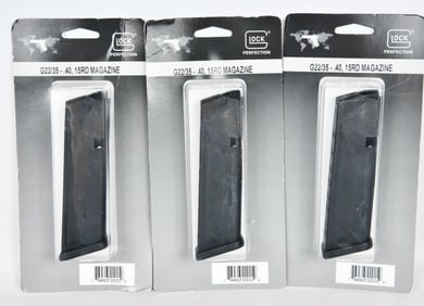 (3) Glock OEM Magazine .40 SW 15-Rounds For Glock