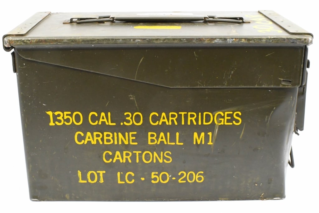 750 Rounds Of .30 M1 Carbine Ammunition: Lake City Army Ammunition Plant Manufactured Comes With Large Metal Ammo Can