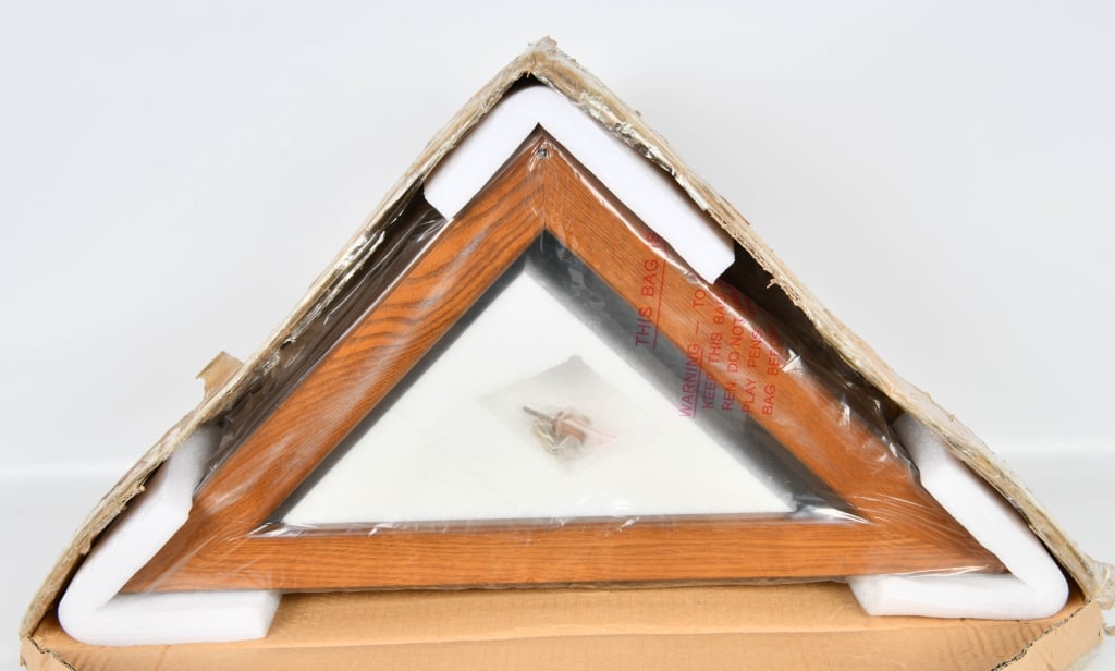 NEW The Sportsman Guide Flag Display: measures approx 27L x 14 H Flag Display Case is designed and sized to fit a standard military funeral flag. A glass window protects the flag and allows for easy viewing, and the interior felt lining h