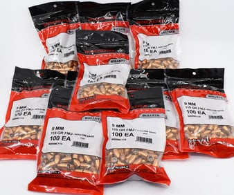 1000 Ct New Winchester 9mm Luger Bullet Tips