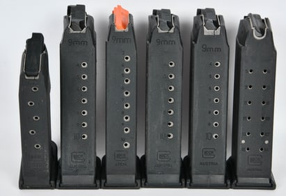 (6) Glock Factory 9mm Magazines various floor