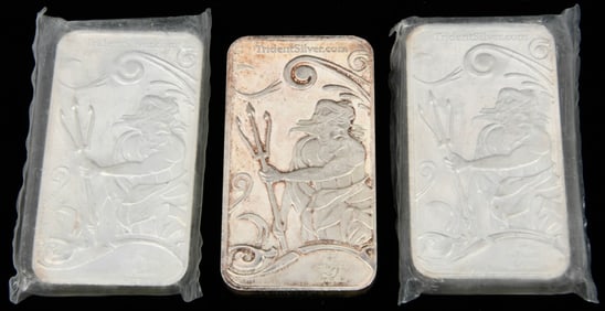 (3) 5 Troy oz Trident Silver Bar (.999 Fine)