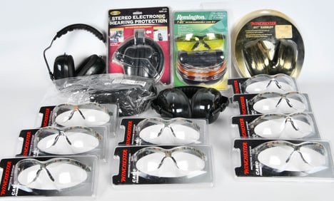 Lot of protective Eyewear and protection hearing