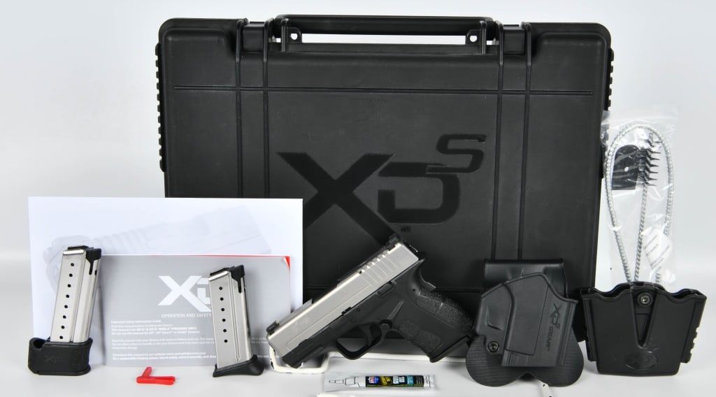 Springfield XDs 9 3.3 Mod 2 Compact Pistol 9MM: Up Next We Have a Springfield XDs 9 3.3 Mod 2 Compact Semi Auto Pistol With Gear Package, Chambered in 9MM, Duotone With Tritium Front Sight, Three Magazines, Holsters, Paperwork, and Hardcase. Appear