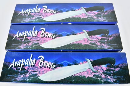 (3) 15" Arapaho Bowie Knife w/ Matching Sheath