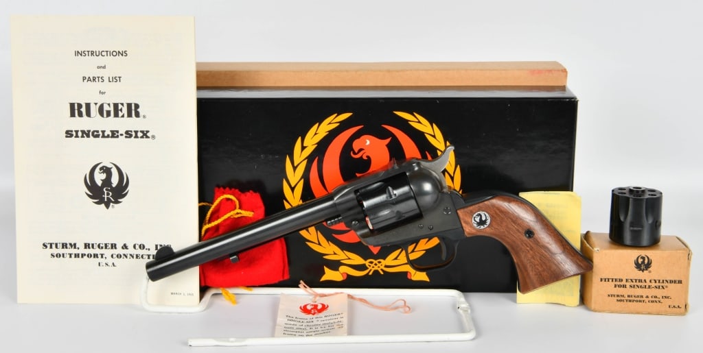 MINT Ruger 3 Screw Single Six Convertible Revolver: Up Next We Have a Mint and Appears Unfired Ruger 3 Screw Single Six Convertible Revolver Chambered For Both .22 Magnum and .22 LR, No Transfer Bar, It Comes in The Factory Box With Wax Paper, Paperwor